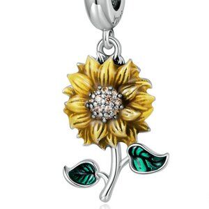 925 Stering Silver Charm Sunflower